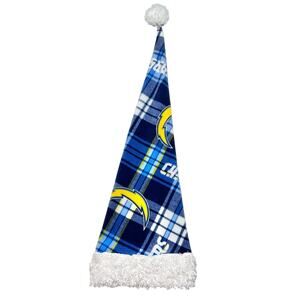 Los Angeles Chargers Xmas Santa Hat NFL Christmas Logo Plaid Blue White